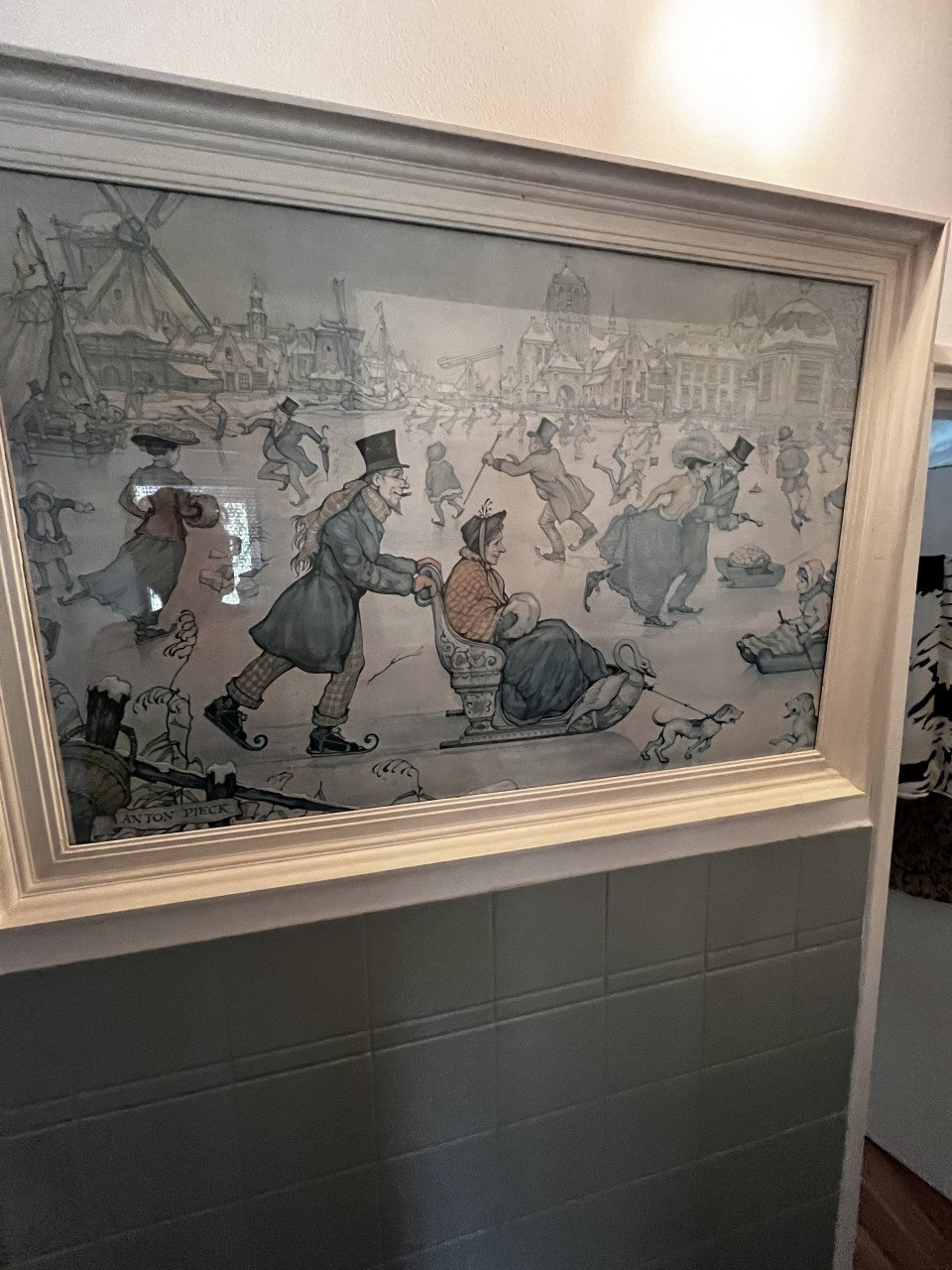 Schilderij Anton Pieck. Mooi, met lijst.