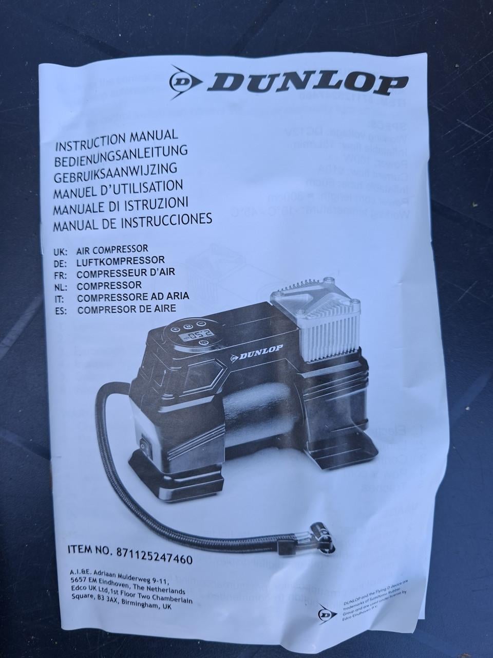 Dunlop Digitale Luchtcompressor ( 12v/150PSI)