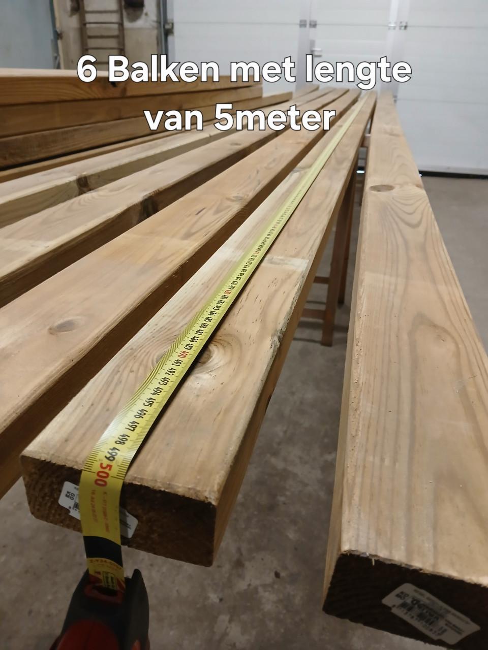 36,90 Meter aan nieuwe houten balken/regel/ribben.