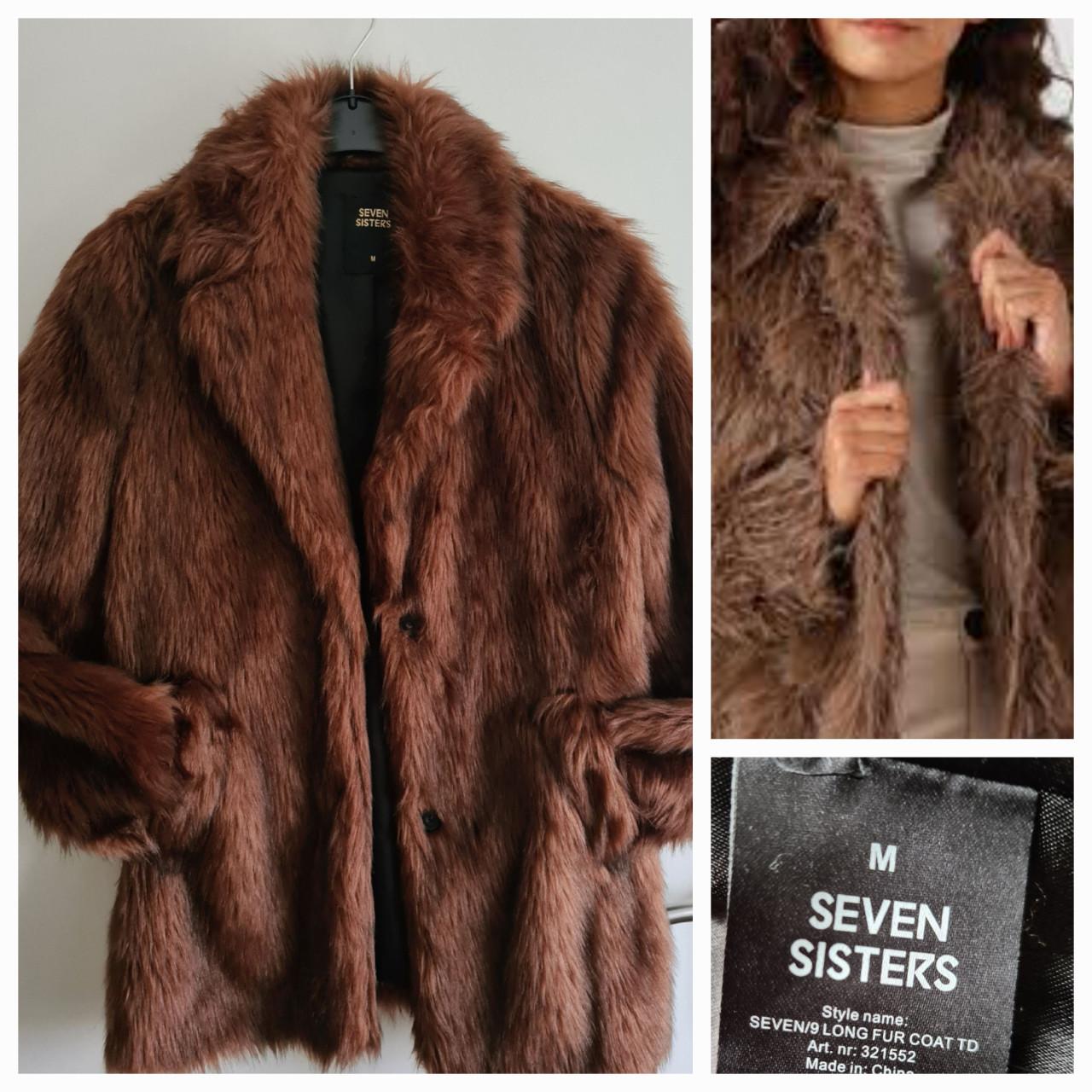 Seven Sisters/ The Sting bordeaux/ roest bruine fake fur bontjas Maat M