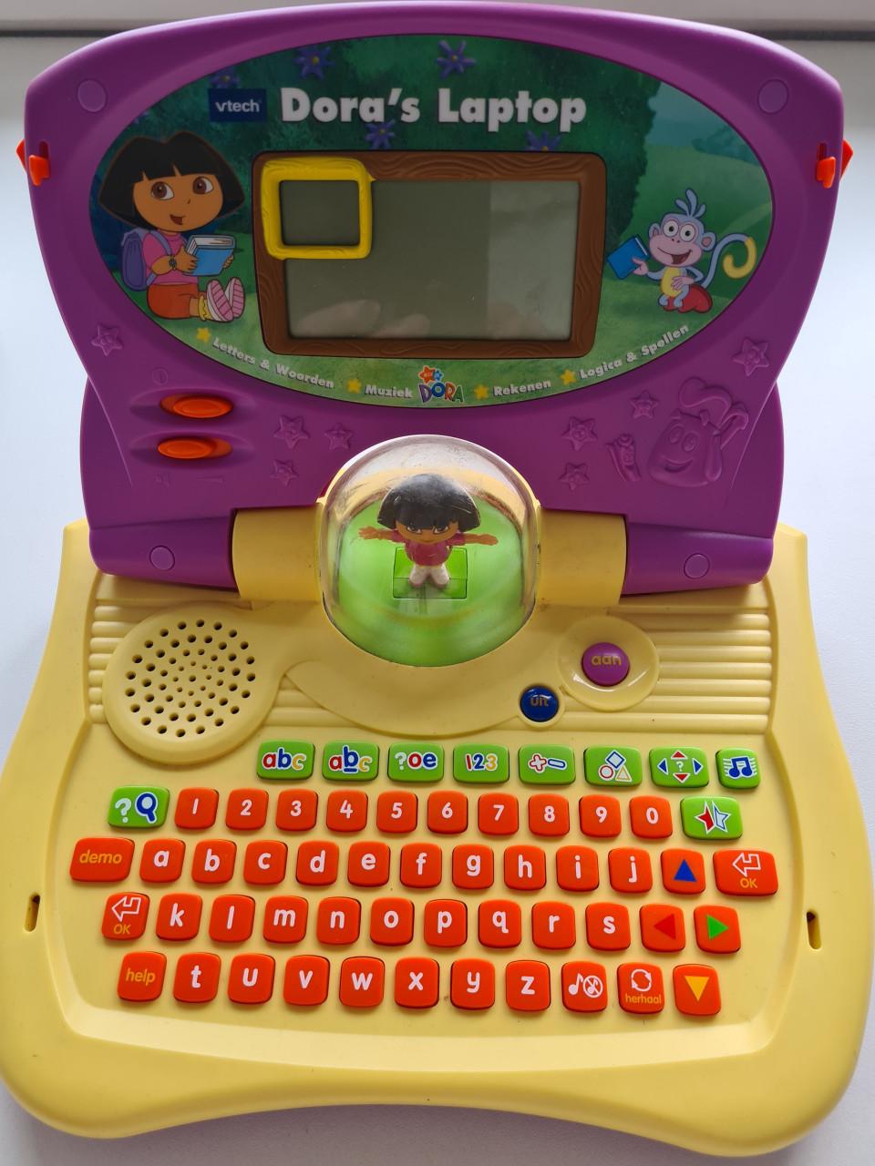 VTech Dora avonturenlaptop, een educatief speelgoedapparaat.
