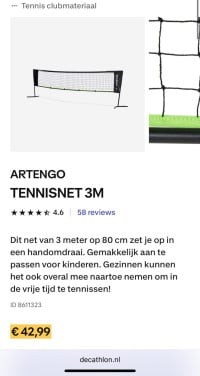 Tennisnet nieuw!