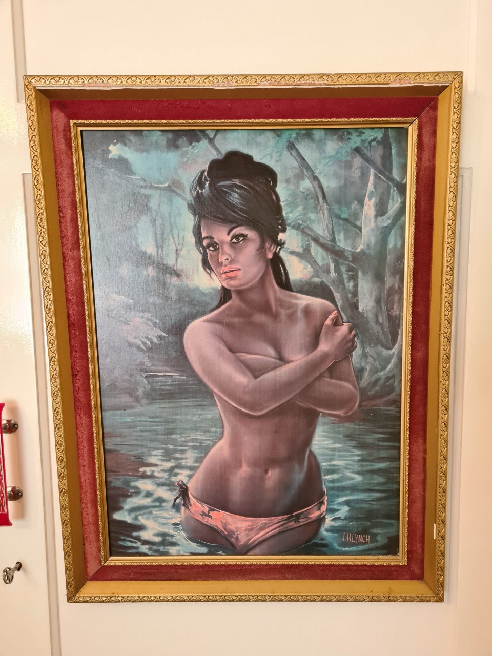Jaren 60 Tina Lynch Nymph gulden lijst, zeer mooi! Brocante