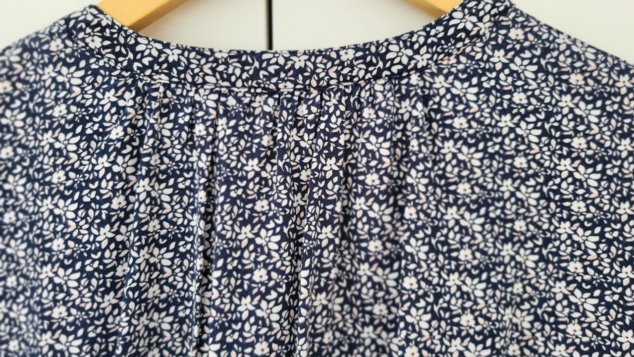 ESPRIT gebloemde viscose blouse top blauw, mt 36