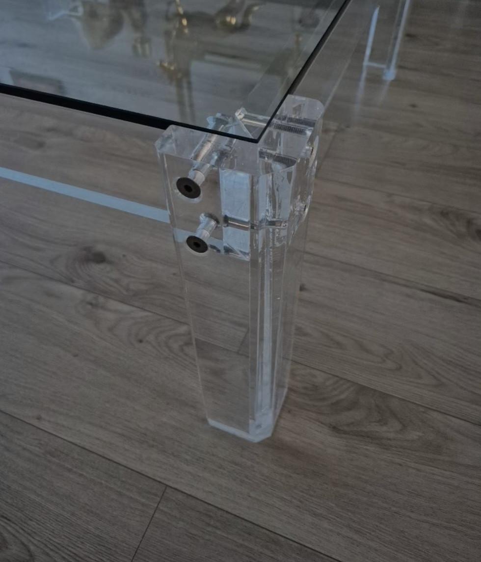 Vintage design salontafel (perspex en gehard glas)