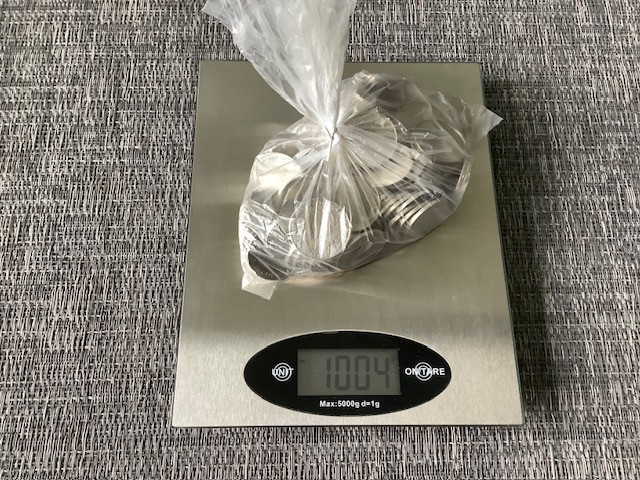 Nederland , 4 kilo nikkelen munten.