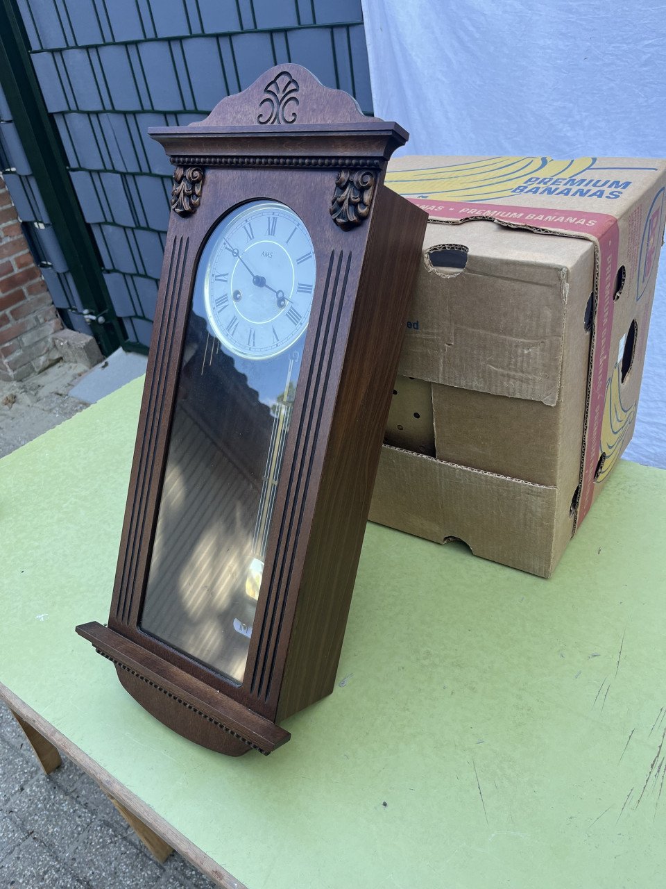 AMS houten regulateur wandklok