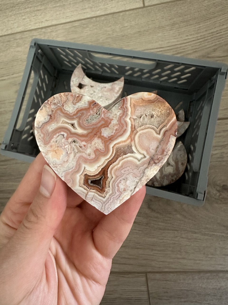 Kristallen - Hartjes en maantjes - Mexicaanse Crazy lace agaat