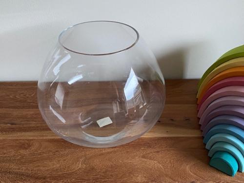 Mooie glazen vaas/ windlicht van dik glas