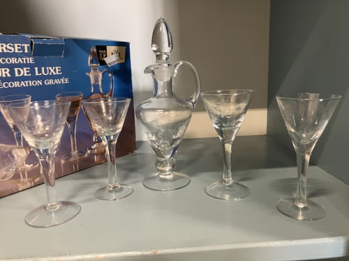 Luxe Likeurset - 5-delig met ets-decoratie