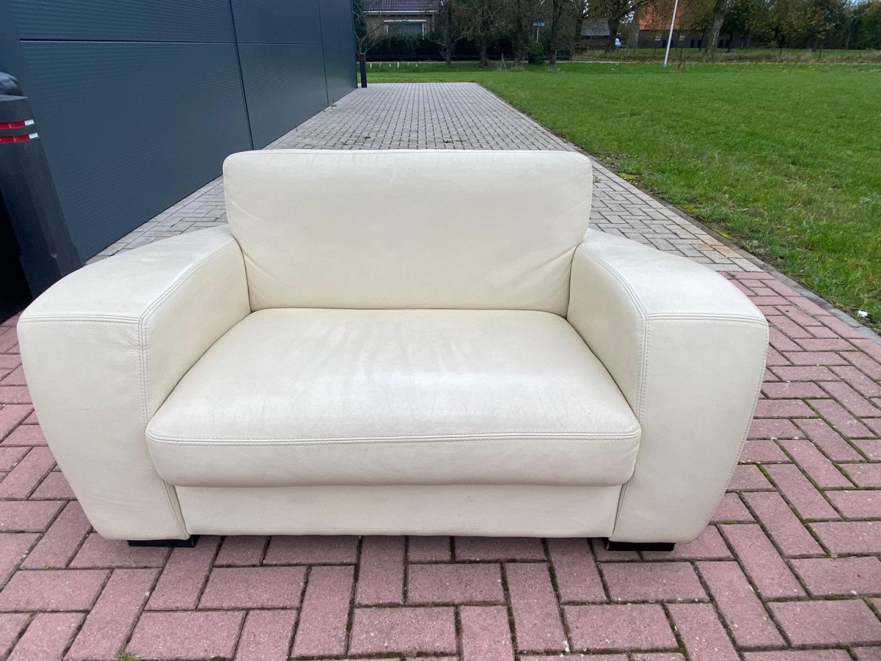 GRATIS LEVERING Mooie Echt Leer 3 + 1.5 -zits Bankstel
