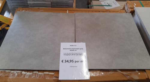 Grijze betonlook tegels, 60x60 cm