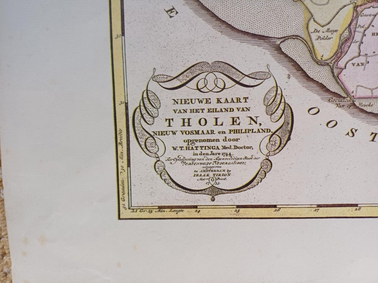 OUDE INGKLEURDE KAART VAN THOLEN