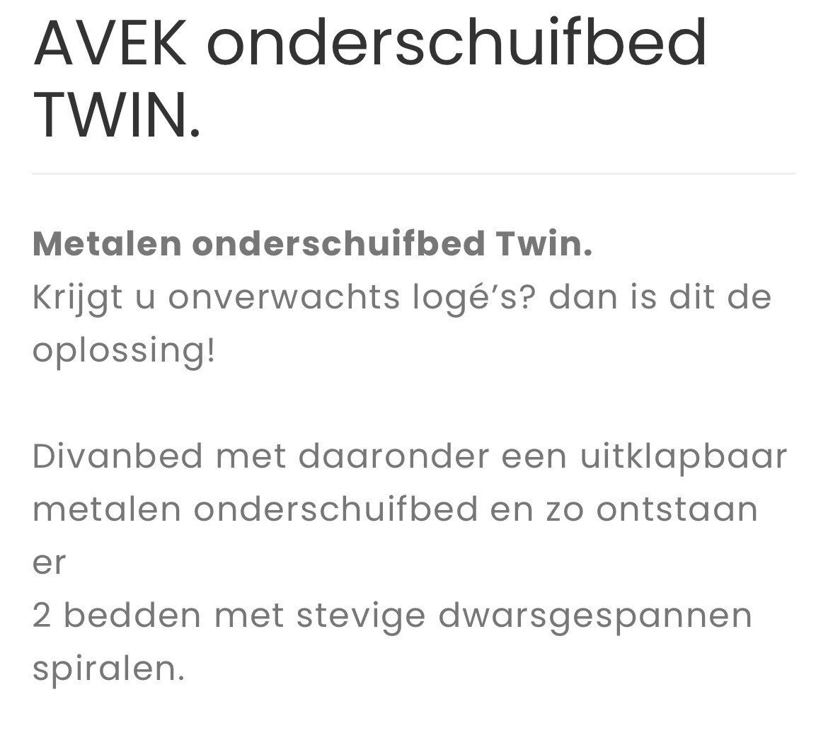 Onderschuifbed nieuw 🤩(merk : Avek twin) met nieuw Auping matras