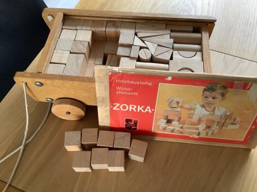 Naturel Houten blokkenkar