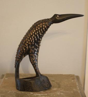 Houtsnijwerk vogel met stekels