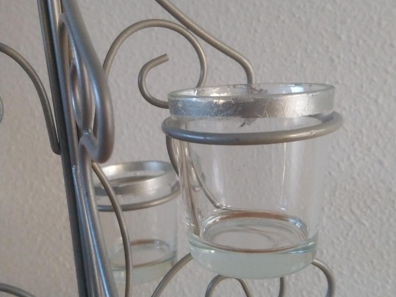 Metalen kerstboom met glazen waxinelichthouders, h 40 cm