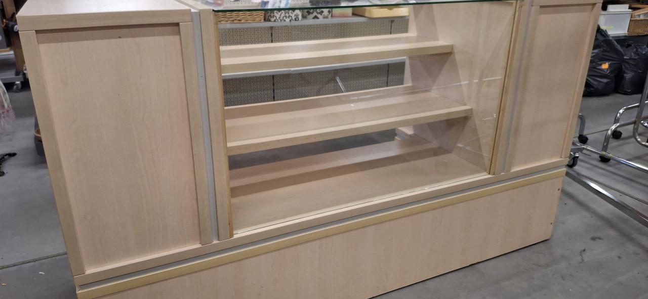 Winkeltoonbank winkelbalie met glazen blad en opbergruimte