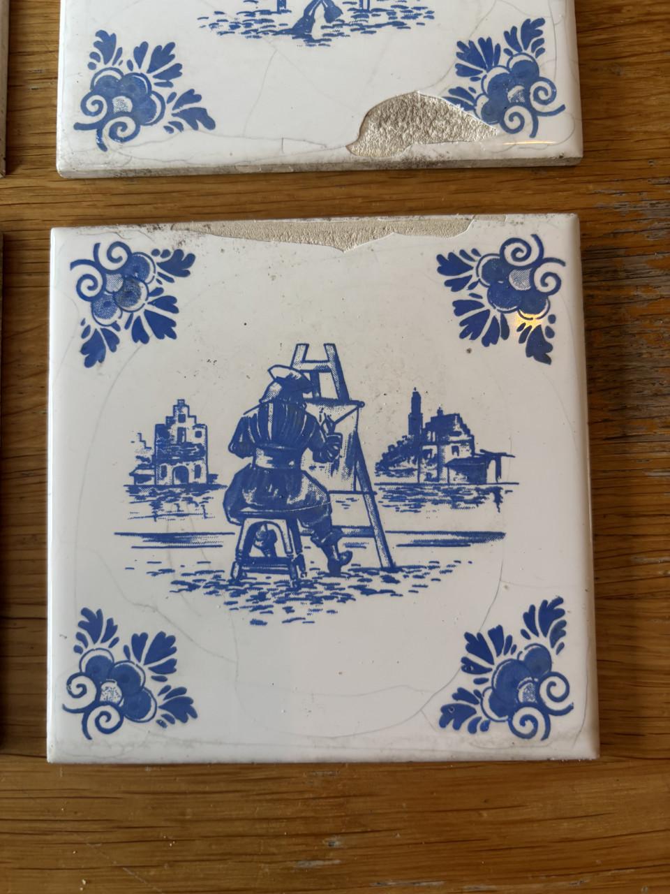 Unieke Set van 8 Villeroy & Boch Mettlach Tegels - "Saar" Periode (1947-195