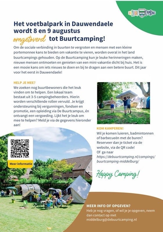 Pop up buurtcamping in Dauwendaele