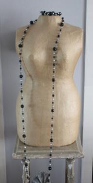 Zwart zilveren ketting met 2 armbandem