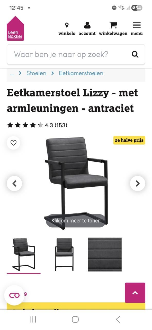 Eettafel inclusief 6 stoelen.