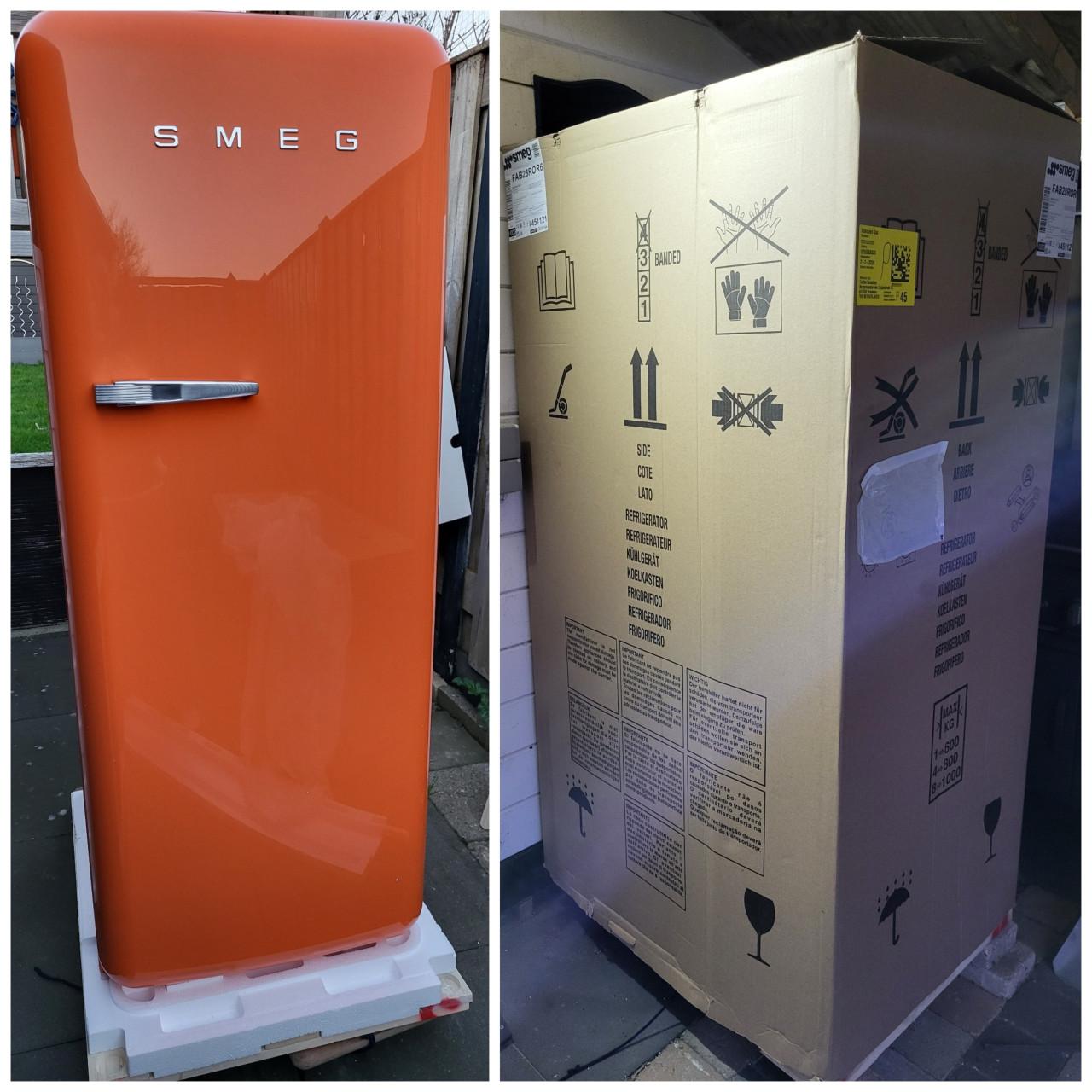 Nieuw in doos Smeg FAB28RDRB3 koelkast oranje