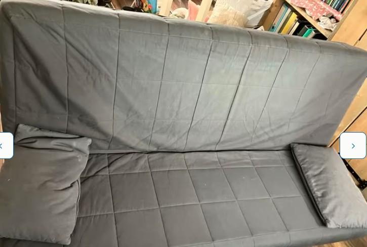 BEDDINGE - IKEA - gewatteerde  antraciet grijze 3-zits slaapbankhoes