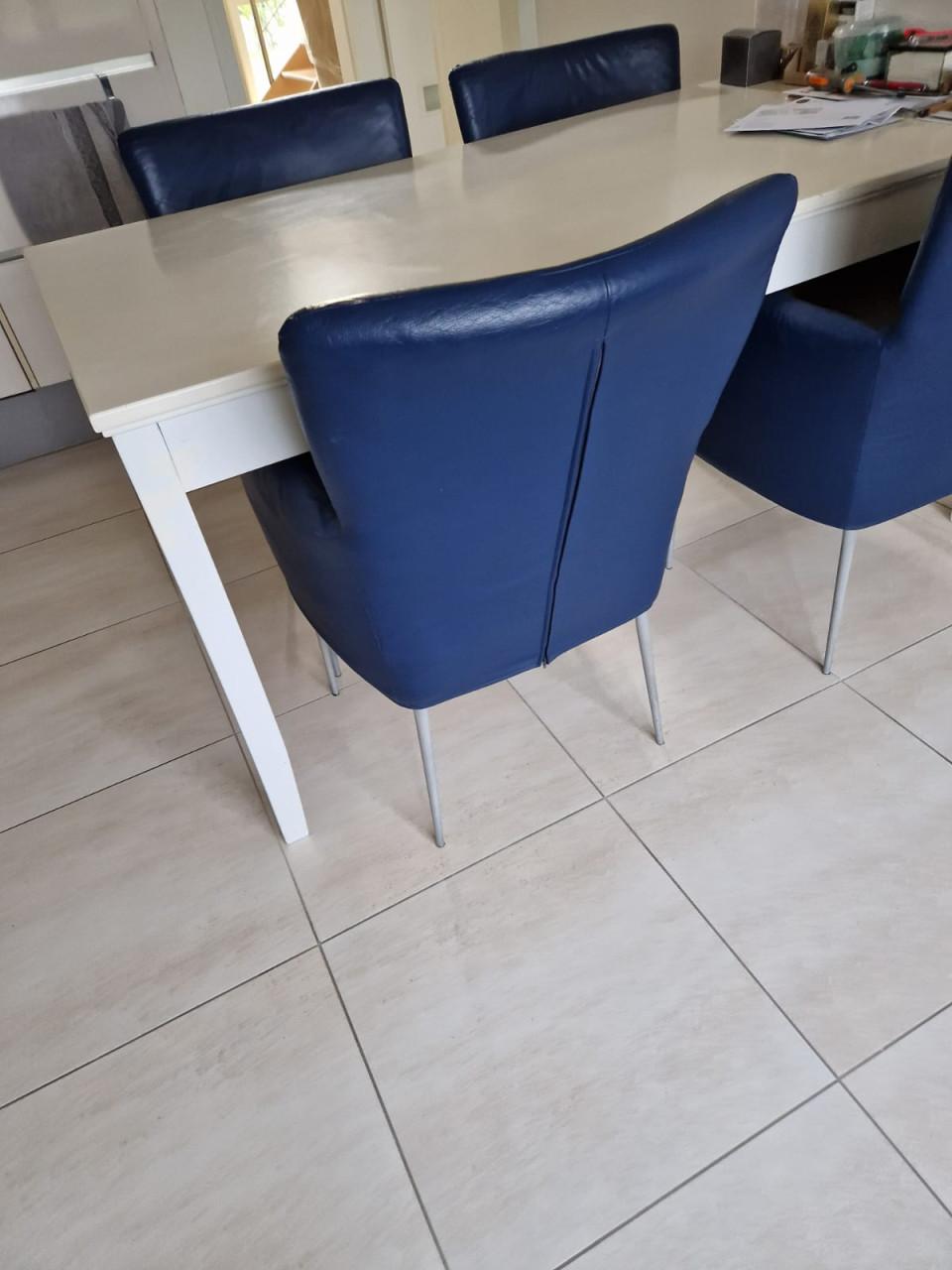 4- stoelen blauw leder