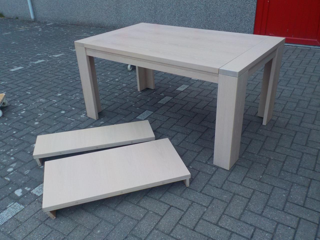 Gebleekt eiken 3 x verlengbare eettafel 160 , 180 , 210 en 240 cm X 100 cm
