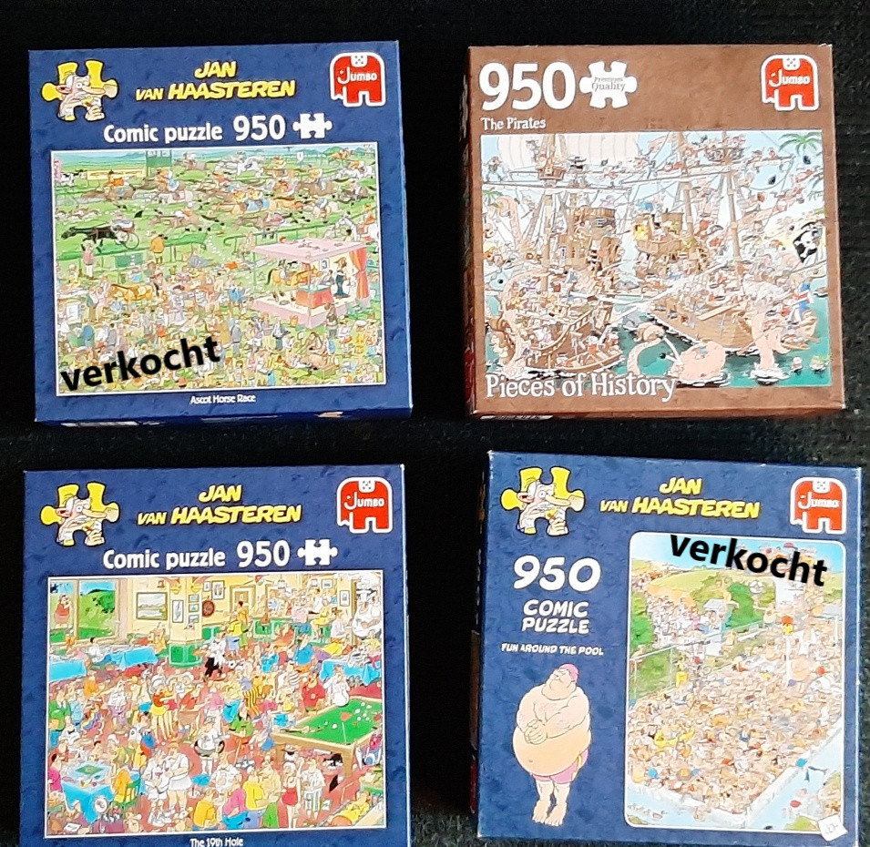 3 x Jan van Haasteren, en 1x Pieces of History, legpuzzels à  € 7,50