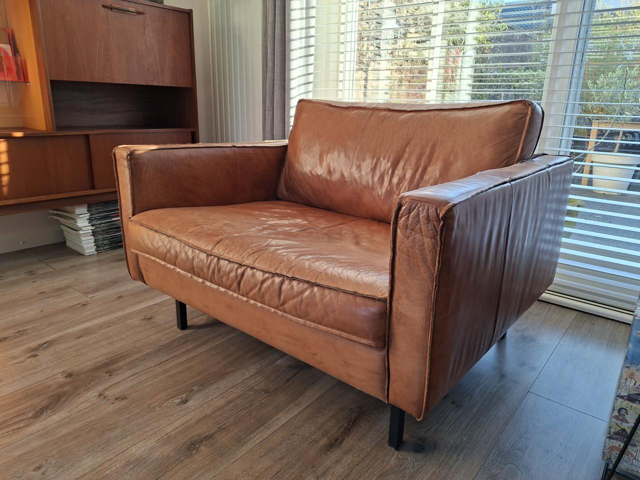 Leren bank (evt. + bijpassende loveseat).