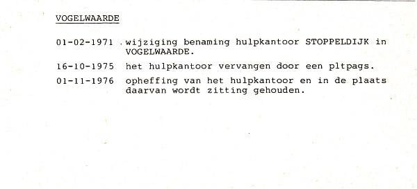 Laatste Dag Afstempeling Postagentschap Vogelwaarde