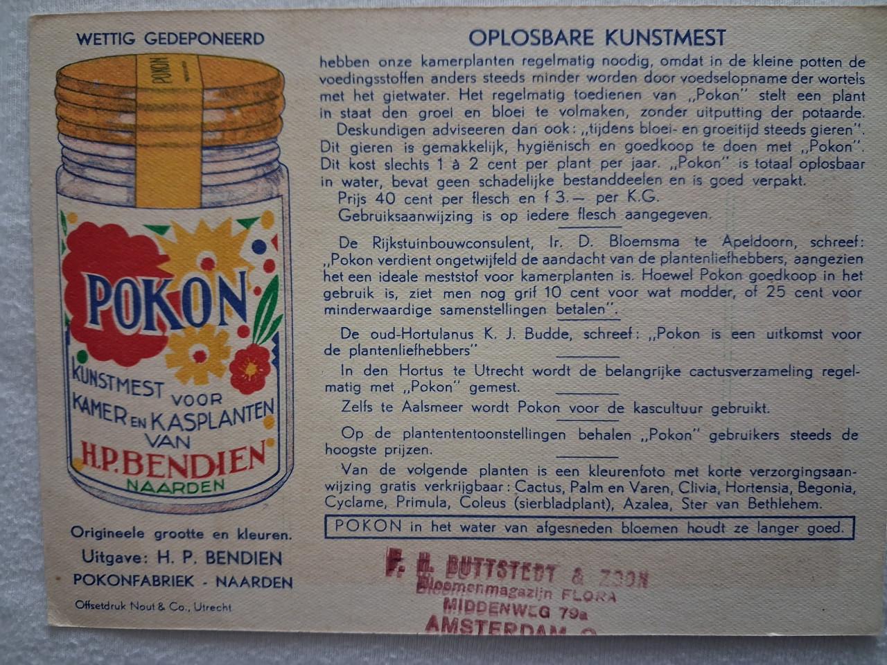 Reclame kaarten Pokon 1933