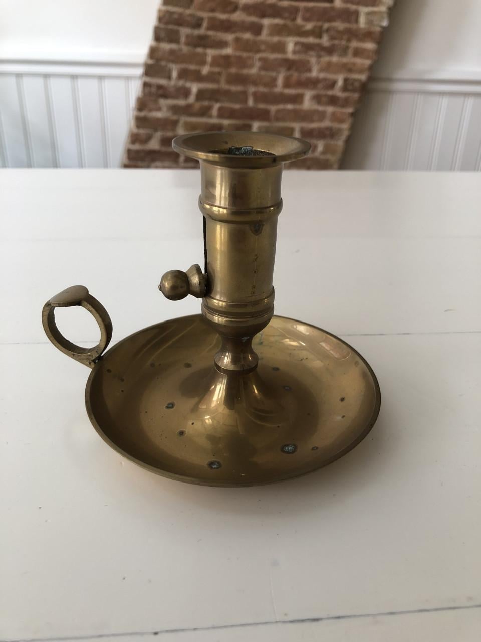 Mooie brocante messing blaker met schuif