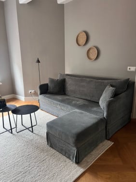 Bankstel + fauteuil + hocker