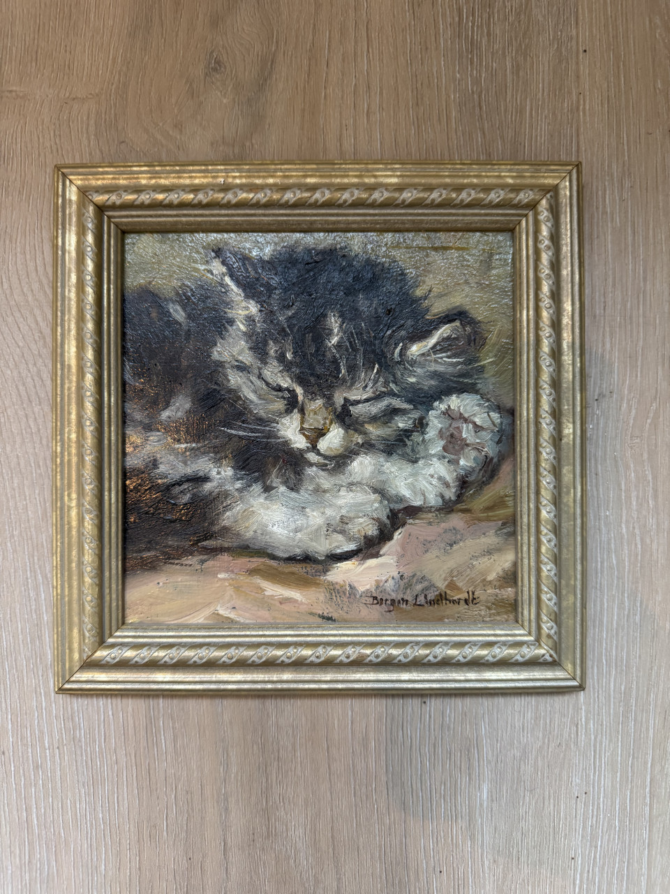 3 poezen schilderijtjes te koop, inclusief lijst