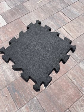 Rubberen tegel puzzel zwart 50x50x2,5 cm