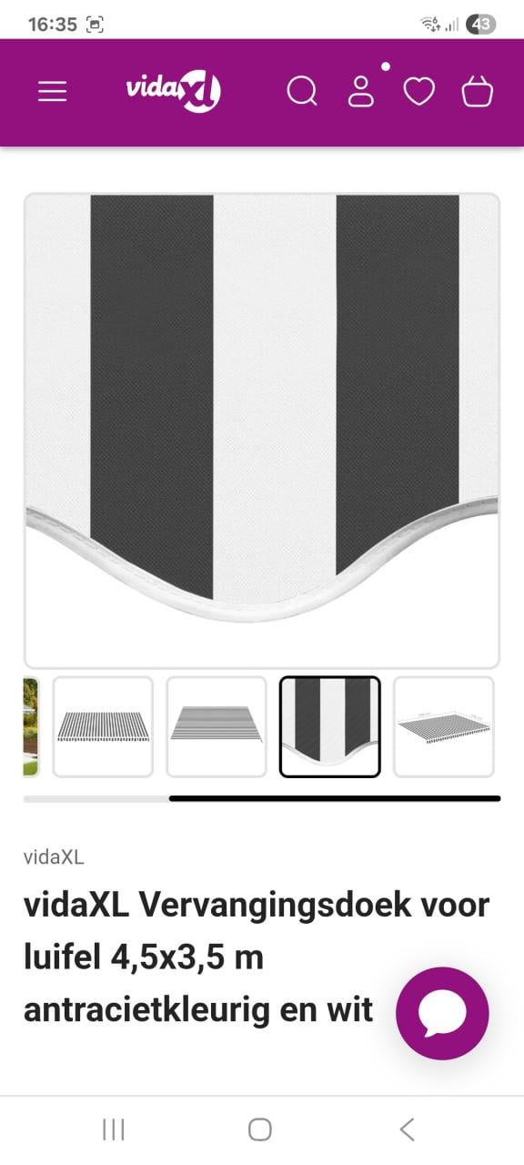 Nieuw!doek voor zonnescherm vida xl  500x300