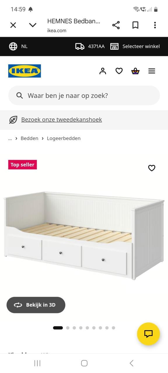 Ikea Hemnes uitschuifbaar bed met 3 lades
