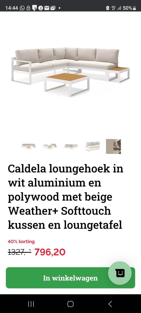 Keurig z.g.a.n. wit aluminium tuinset 50% voordeel.