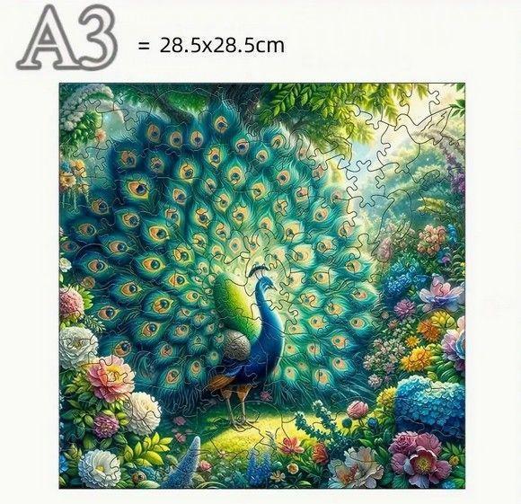 Pauw - houten puzzel ( speciale puzzel stukjes )