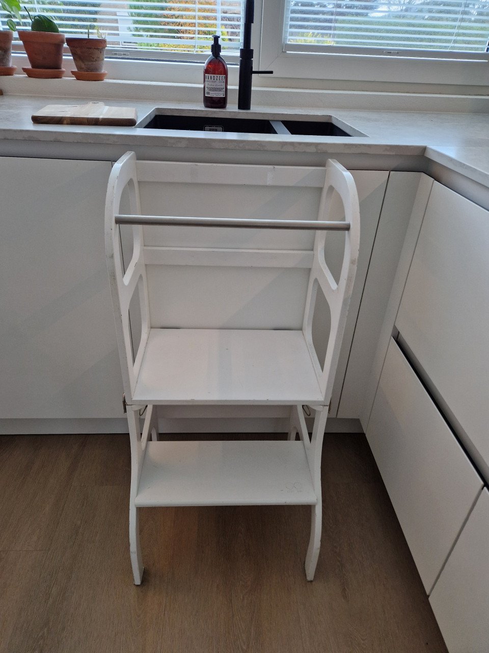 Ette Tete Houten leertoren Step'n sit - Wit met zilver