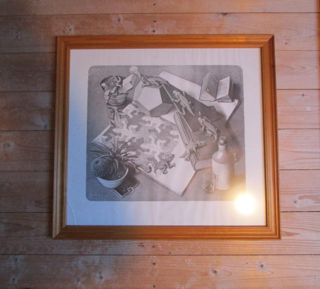 M.C. Escher Reptielen Litho ingelijst met ontspiegeld glas