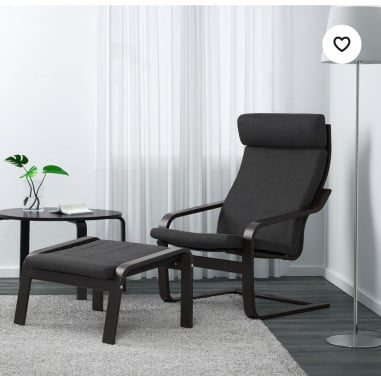 ZETEL POÄNG ANTRACIET 2x IKEA zetel antraciet met voetenbank
