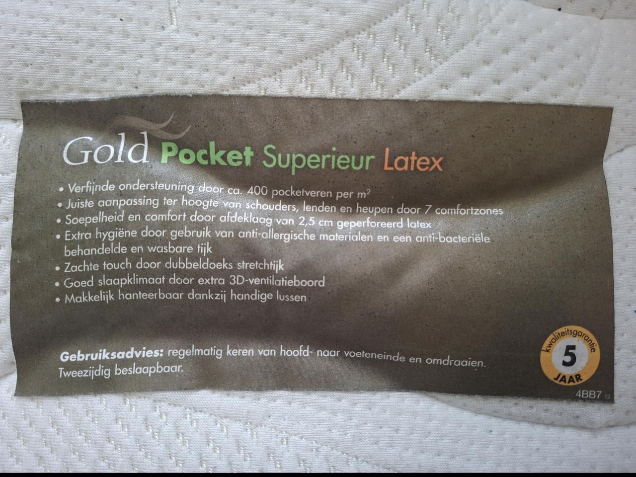 Golden pocket Superieur latex matras 90x200