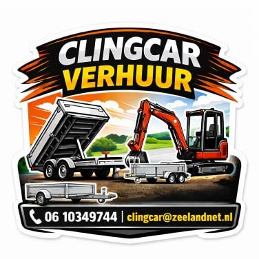 Clingcar verhuur     autotrailer, aanhanger, minikraan, trilplaat, steiger