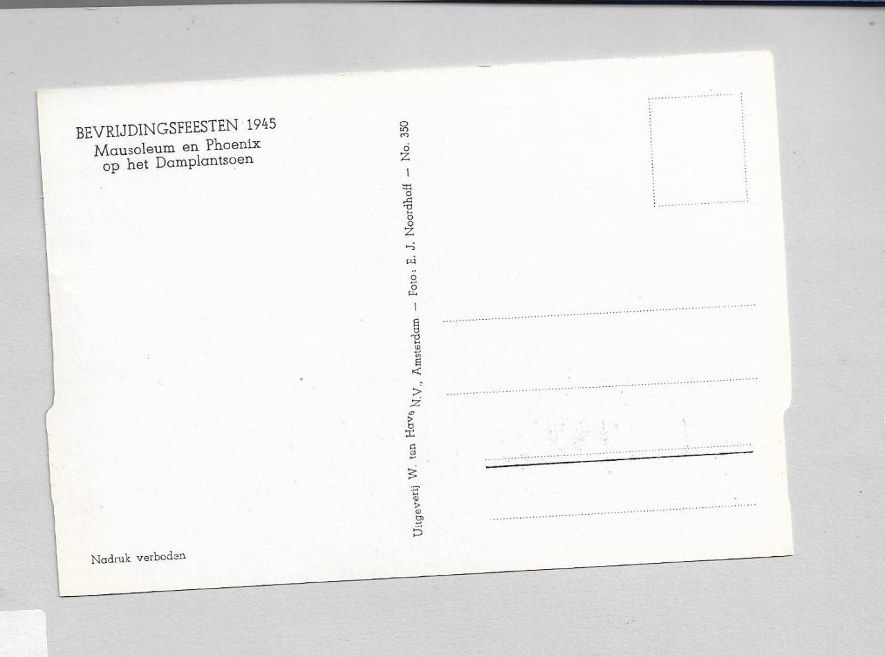 Ansichtkaart      A  350   Bevrijdingsfeest  1945  Damplantsoen