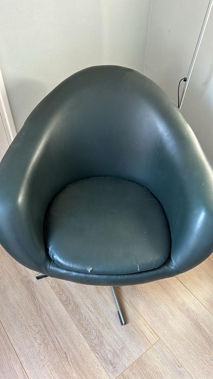 Vintage groene leren draaistoel