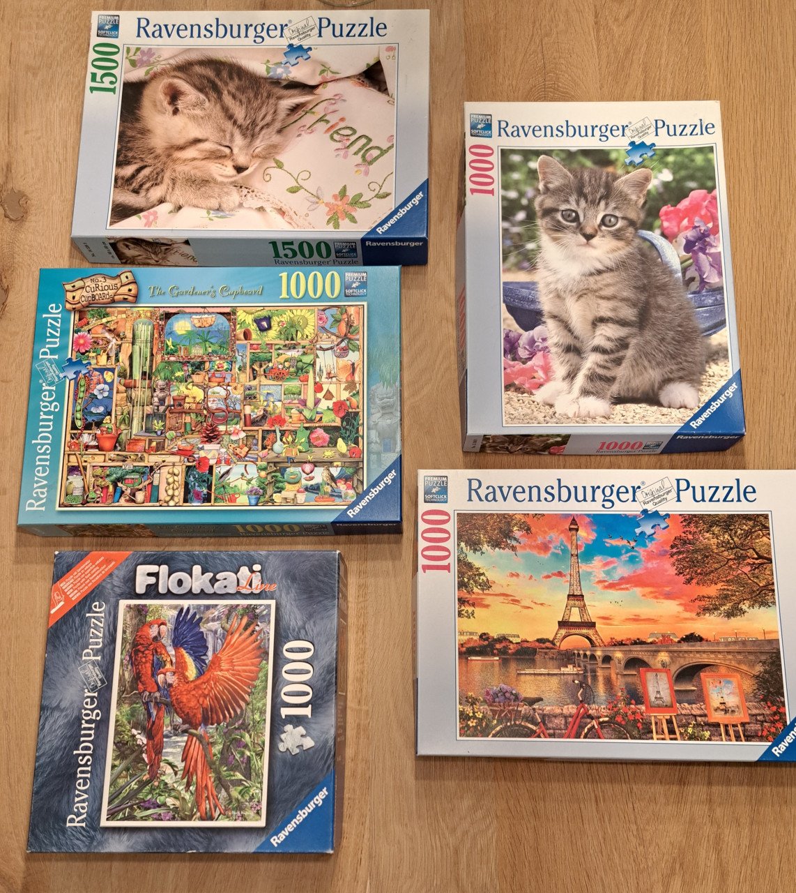 Puzzels Wasgij,  Falcon,  Gibsons,  Ravensburger,  Heye, Educa